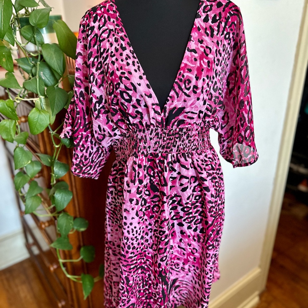 Pink Leopard Print Mini Dress